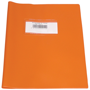 [TIM-102012] Schriftomslag Bronyl PVC 16,5x21cm 350 micron met venster en dubbelzijdig bedrukt etiket oranje