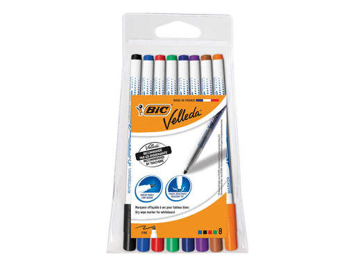 [TIM-119900] Whiteboardmarker Bic Velleda 1721 fijne ronde punt 1,2mm assorti (8)