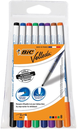 [TIM-119900] Whiteboardmarker Bic Velleda 1721 fijne ronde punt 1,2mm assorti (8)