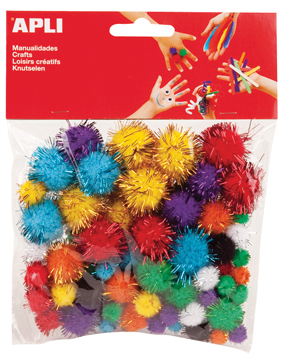 [TIM-13062] Pompons Apli kids 3 formaten assorti glitter (78)