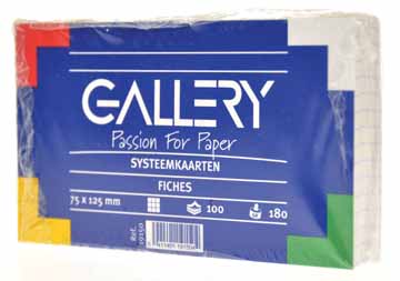 [TIM-19150] Systeemkaarten Gallery 7,5x12,5cm geruit wit (100)