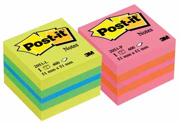 [TIM-2051L] Memoblok Post-It 51x51mm assorti limoen 400vel