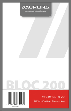 [TIM-208U] Kladblok Aurora A5 13,5x21cm blanco 200vel