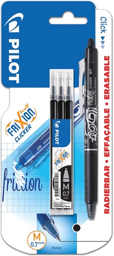 [TIM-212171] Balpen Pilot FriXion Ball Clicker 0,7mm medium zwart inclusief 3 vullingen