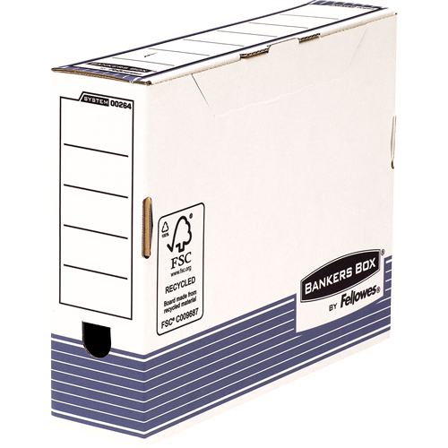 [TIM-26401BB] Archiefdoos Fellowes Bankers Box System 260x315mm rug 80mm blauw