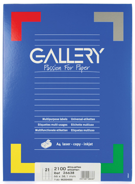 [TIM-26638] Etiketten Gallery ronde hoeken 21 etik/bl 66x38,1mm (100)