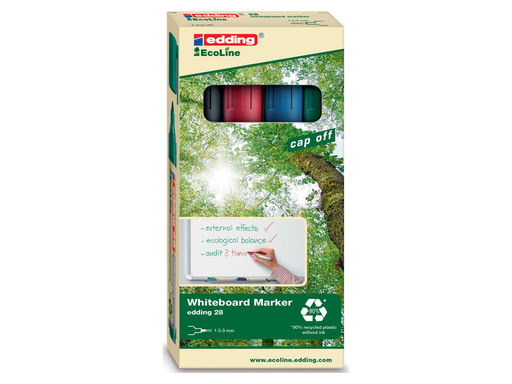 [TIM-28/4] Whiteboardmarker Edding 28 EcoLine ronde punt 1,5-3mm assorti (4)
