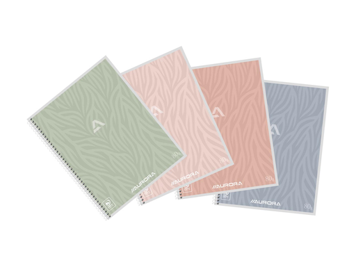 [TIM-2960DT] Spiraalschrift Aurora Writing 80 Design karton A4 21x29,5cm gelijnd 120blz met kantlijn assorti