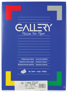 [TIM-29938] Etiketten Gallery ronde hoeken 14 etik/bl 99,1x38,1mm (100)
