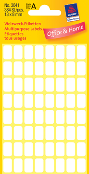 [TIM-3041A] Etiketten Avery 13x8mm wit (384)