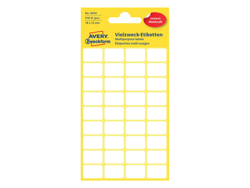 [TIM-3042A] Etiketten Avery 18x12mm wit (216)