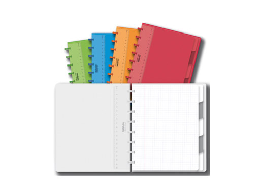 [TIM-3055001] Schrift Adoc Colorlines PP A5 geruit 144blz met tabs, meetlat en elastiek assorti