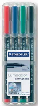 [TIM-313WP4] Permanent marker Staedtler Lumocolor OHP 313 ronde punt 0,4mm assorti (4)