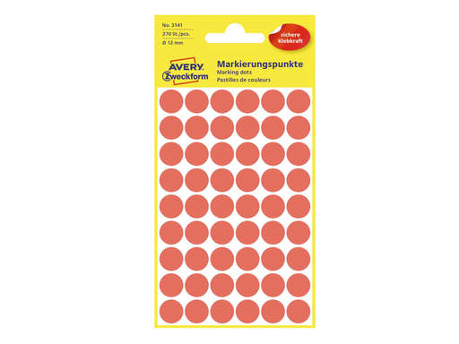 [TIM-3141] Etiketten Avery Ø12mm rood (270)