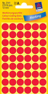 [TIM-3141] Etiketten Avery Ø12mm rood (270)