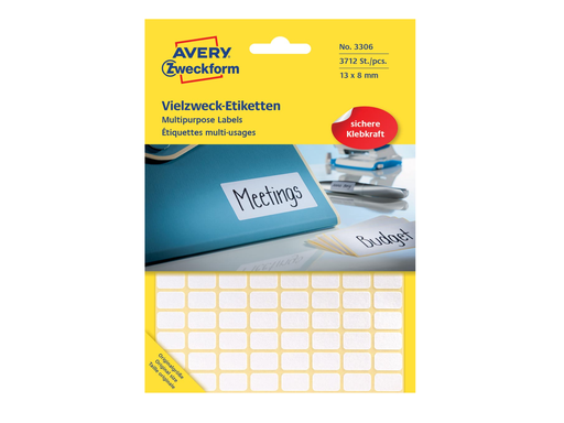 [TIM-3306] Etiketten Avery 13x8mm wit (3712)