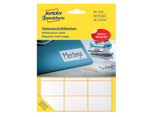 [TIM-3325A] Etiketten Avery 38x24mm wit (522)