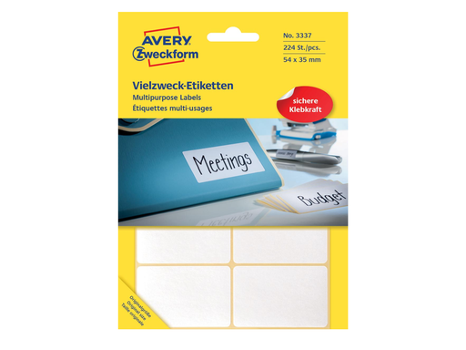 [TIM-3337A] Etiketten Avery 54x35mm wit (224)