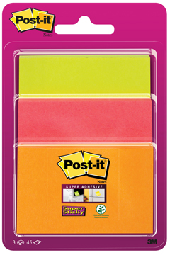 [TIM-3432S3O] Memoblok Post-It Super Sticky ≠ formaten assorti neon (3)