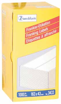 [TIM-3433] Frankeeretiket Avery 163x43mm wit (1000)