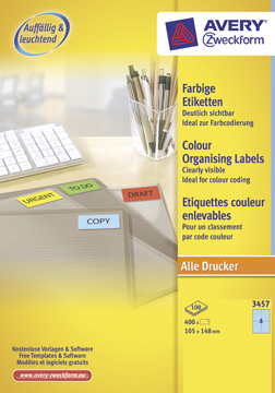 [TIM-3457A] Etiketten Avery 04 etik/bl 105x148mm blauw (100)