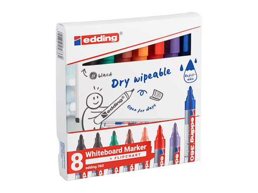 [TIM-3608S] Whiteboardmarker Edding E360 ronde punt 1,5-3mm assorti (8)