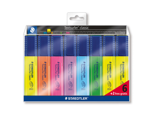 [TIM-364AWP8] Markeerstift Staedtler Textsurfer Classic 364 assorti (6+2)