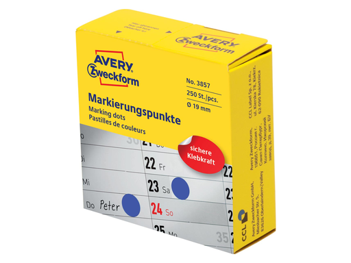 [TIM-3857] Marking Dots Avery Ø19mm blauw (250)
