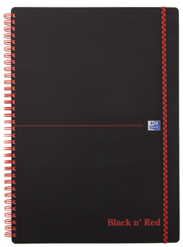 [TIM-4047654] Spiraalboek Oxford Black n' Red PP A4 geruit 280blz