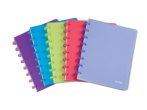 [TIM-413462] Schrift Atoma PP A5 gelijnd 108blz A-Z transparant assorti