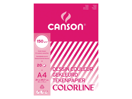 [TIM-4337252] Tekenpapier blok Canson A4 150gr assorti 20vel