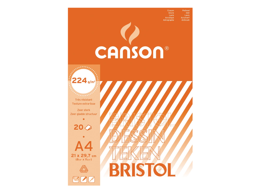 [TIM-457110] Tekenblok Canson bristol 21x29,7cm 224gr wit 20vel
