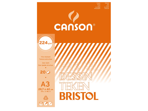 [TIM-457113] Tekenblok Canson bristol 29,7x42cm 224gr wit 20vel