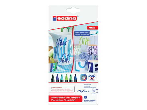 [TIM-4582000] Porselein-penseelstift Edding 4200 1-4mm assorti cool (6)