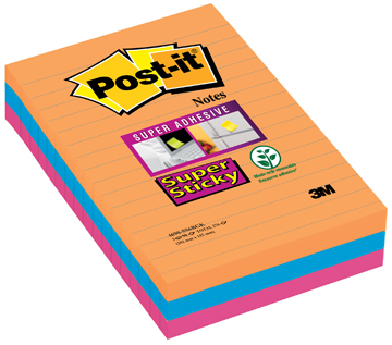 [TIM-4690SEG] Memoblok Post-It Super Sticky Bangkok 101x152mm gelijnd assorti (3)