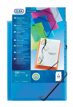 [TIM-4800343] Elastomap 3 kleppen Elba polyvision PP A4 blauw