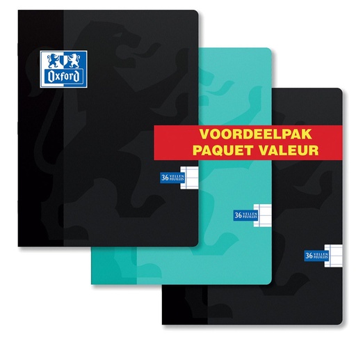 [TIM-4945830] Schrift Oxford A5 90g gelijnd 72blz assorti voordeelpak (3)