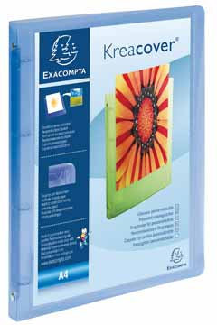[TIM-51962E] Panorama ringmap Exacompta PP A4 4 O-ringen 15mm rug 20mm 1 insteektas transparant blauw
