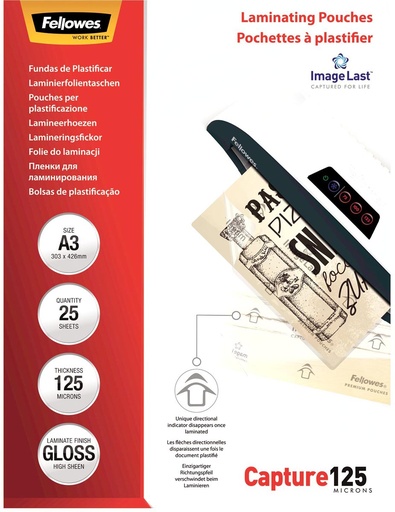 [TIM-53965] Lamineerhoes Fellowes ImageLast Capture A3 2x125µ (25)