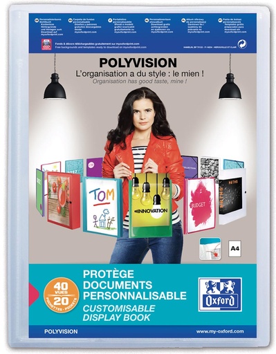 [TIM-5403417] Personaliseerbaar showalbum Oxford polyvision PP A4 20 tassen transparant