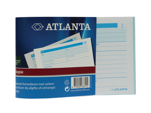 [TIM-5436030] Bonboekje Atlanta nederlandstalig genummerd 1-100 10,5x14,8cm A6 2-voud 1vel carbon 100bl