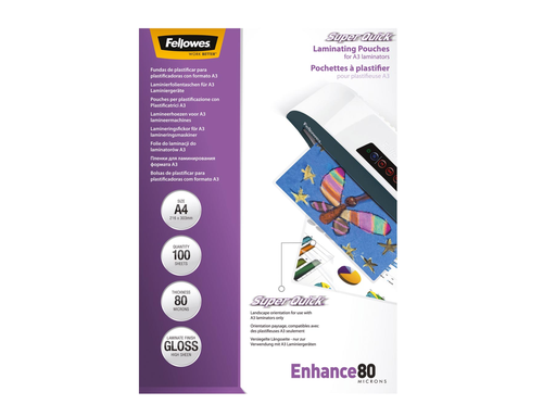 [TIM-5440001] Lamineerhoes Fellowes Enhance SuperQuick A4 2x80µ (100)