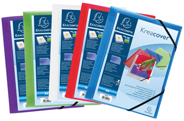 [TIM-55189E] Elastomap Exacompta Kreacover PP met 3 kleppen personaliseerbaar A4 assorti
