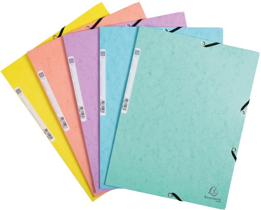 [TIM-55560E] Elastomap Exacompta Aquarel karton met 3 kleppen A4 400gr assorti