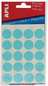 [TIM-581164] Etiketten Apli Ø 19mm blauw (100)