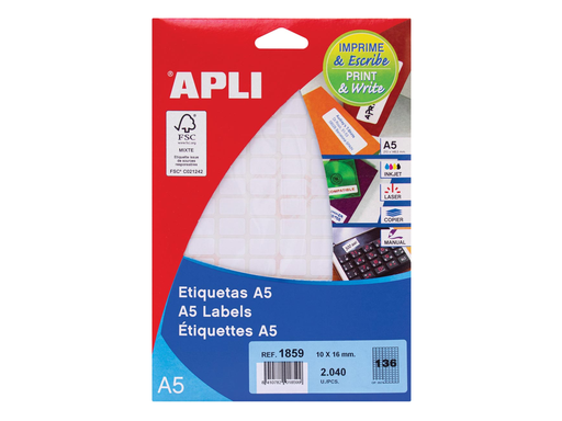 [TIM-581859] Etiketten Apli A5 136 etik/bl 10x16mm (15)