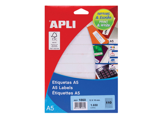 [TIM-581860] Etiketten Apli A5 110 etik/bl 12x18mm (15)