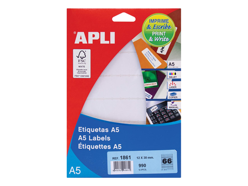 [TIM-581862] Etiketten Apli A5 50 etik/bl 13x40mm (15)