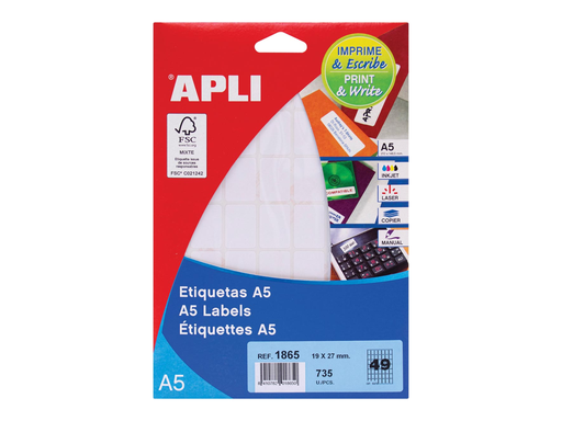 [TIM-581865] Etiketten Apli A5 49 etik/bl 19x27mm (15)