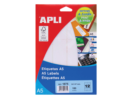 [TIM-581876] Etiketten Apli A5 8 etik/bl 36x82mm (15)